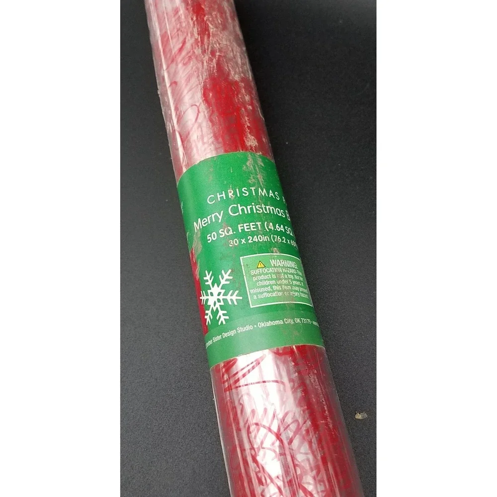 Vintage 2012 Merry Christmas Holiday Basket Wrap 50sq ft‎ Sealed